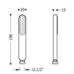 Massskizze Handbrause TRES Duschbrause
