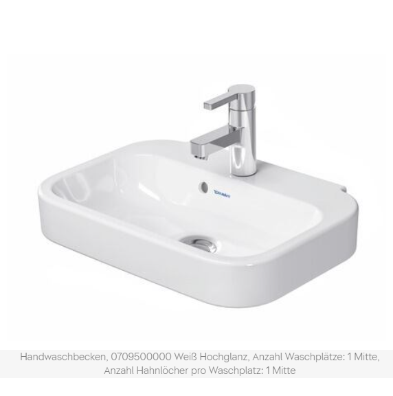 Waschbecken Keramik Duravit Happy D.2 500x360x145