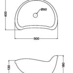 Massskizze Aufsatzbecken Domiziani Keramik Flat shape 61