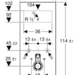 Monolith Geberit weiss 114 Glas Spülkasten Massskizze