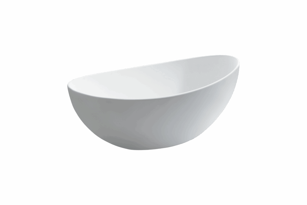 Badewanne freistehend matt GioiaBagno Wanne Barca-166 Mineralguss Weiss matt Steinguss Freistehende Badewanne