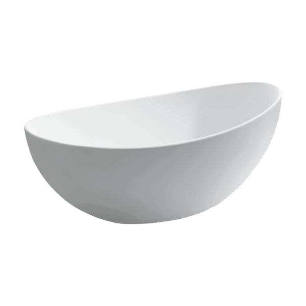 Badewanne freistehend matt GioiaBagno Wanne Barca-166 Mineralguss Weiss matt Steinguss Freistehende Badewanne