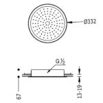 Massskizze Kopfbrause D= 33cm von Decke TRES Dusche
