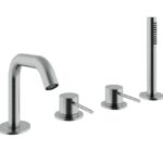 Mischer für Badewannenrand 2 Verbraucher Treemme 40 mm Badewannenarmatur 4-loch Edelstahl