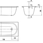Massskizze Badewanne Stahl Florida 170x75 Einbaubadewanne