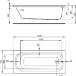 Badewanne Acryl Florida Badewanne 170x75 Massskizze Einbaubadewanne