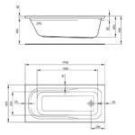 Badewanne Acryl Florida Badewanne 170x80 Skizze Einbaubadewanne