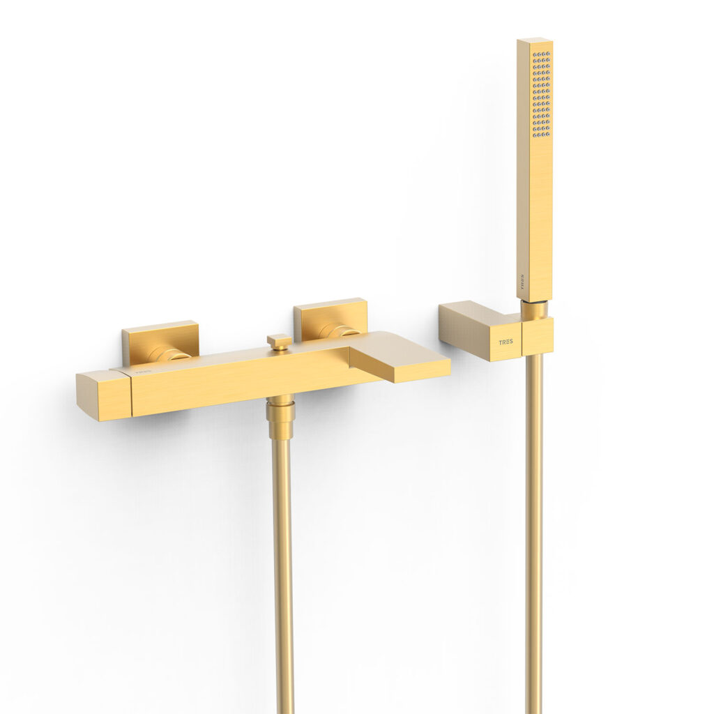 Mischer für Badewanne 2 Verbraucher AP TRES SLIM Gold