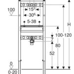 Duofix Geberit Einbaurahmen Waschtisch H= 130 Massskizze