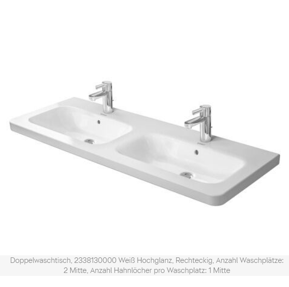 Waschbecken Keramik Doppel Duravit Durastyle 130×48