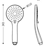 Massskizze Handbrause TRES Dusche 5 Strahlarten Duschbrause