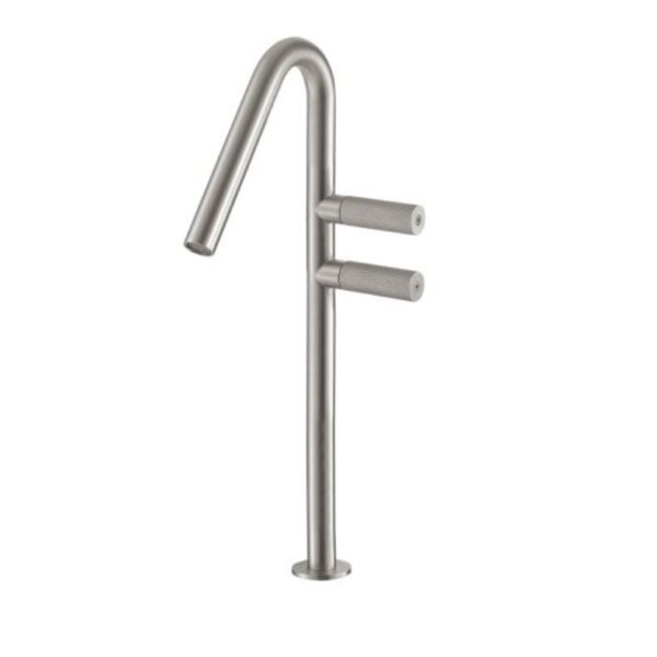 Aufsatzbecken Armatur zweigriff Hoch Linie 22 mm Edelstahl H=39 Aufsatzbeckenarmatur