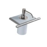 Bad Accessoires Weiss matt Corian Seifendispenser Edelstahl Linie 40 mm Wandmodell