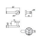 Massskizze WC-Rollenhalter LineaBeta NAPIE ohne Deckel Chrom Glanz