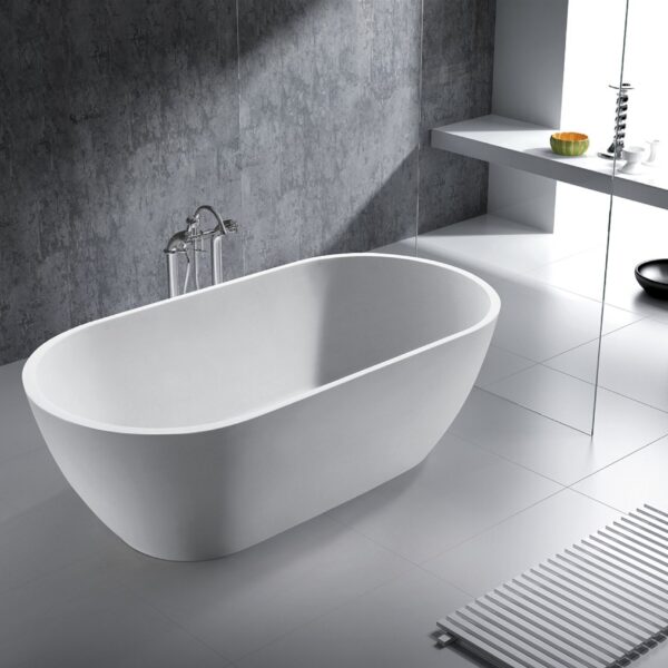 Badewanne freistehend matt GioiaBagno Wanne Naomi-160 Mineralguss Weiss matt Steinguss Freistehende Badewanne
