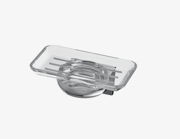Seifenschale wandmodell Bodenschatz Chic 14 Chrom glanz, Schale in Klarglas Bad-Accessoires
