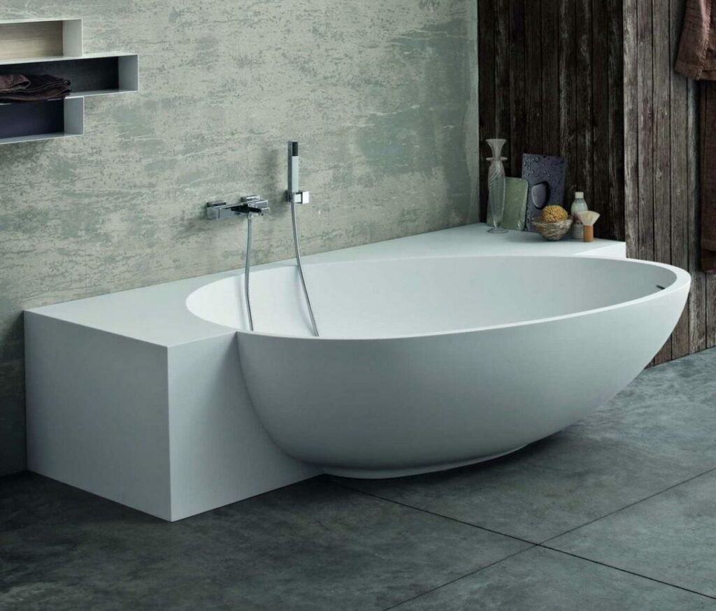 Badewanne Nische Mastella BAHIA L= 170 - 210 cm Mineralguss Corian Steinguss Luxuswanne