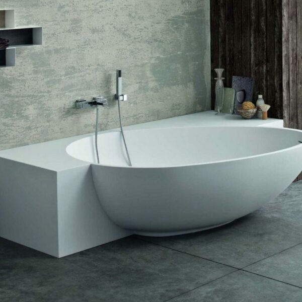 Badewanne Nische Mastella BAHIA L= 170 - 210 cm Mineralguss Corian Steinguss Luxuswanne