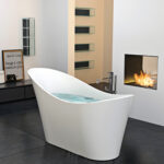Badewanne freistehend matt GioiaBagno Wanne Paris-170 Mineralguss Weiss matt Steinguss Freistehende Badewanne