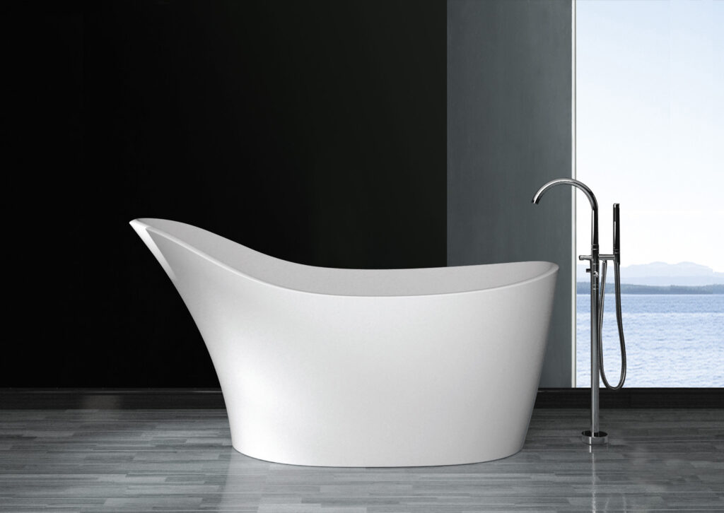 Badewanne freistehend matt GioiaBagno Wanne Paris-170 Mineralguss Weiss matt Steinguss Freistehende Badewanne