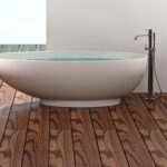 Badewanne freistehend matt GioiaBagno Wanne Hawaii-180 Mineralguss Weiss matt Steinguss Freistehende Badewanne