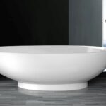 Badewanne freistehend matt GioiaBagno Wanne Hawaii-180 Mineralguss Weiss matt Steinguss Freistehende Badewanne