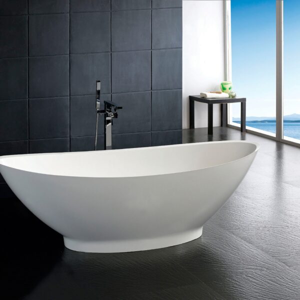 Badewanne freistehend matt GioiaBagno Wanne Bijou-188 Mineralguss Weiss matt Steinguss Freistehende Badewanne