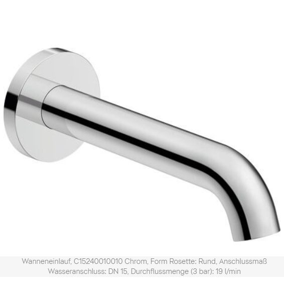 Auslauf Badewanne A= 20.5 cm Duravit B1, B2, C1