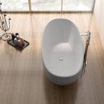 Badewanne freistehend matt GioiaBagno Wanne Carmen-165 Mineralguss Weiss matt Steinguss Freistehende Badewanne