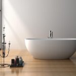 Badewanne freistehend matt GioiaBagno Wanne Carmen-165 Mineralguss Weiss matt Steinguss Freistehende Badewanne