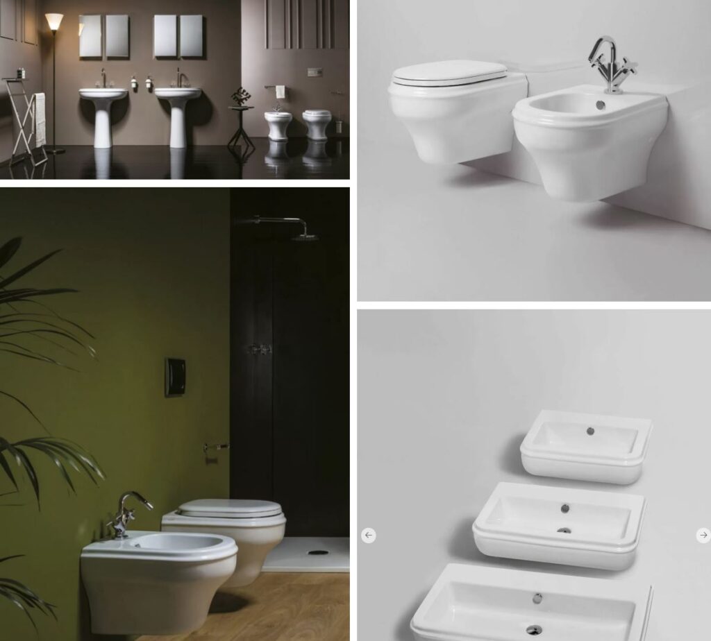 WC Stand wandbündig Azzurra CHARME Aufsatz Spülkasten weiss glanz Retro Nostalgisch Keramik Waschbecken