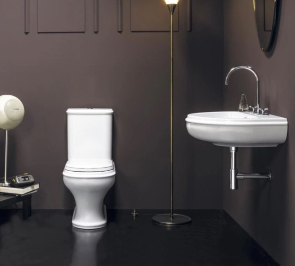 WC-Stand wandbündig Azzurra CHARME Aufsatz Spülkasten weiss glanz Retro Nostalgisch Keramik Waschbecken