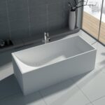 Badewanne freistehend matt GioiaBagno Wanne Denver-170 Mineralguss Weiss matt Steinguss Freistehende Badewanne