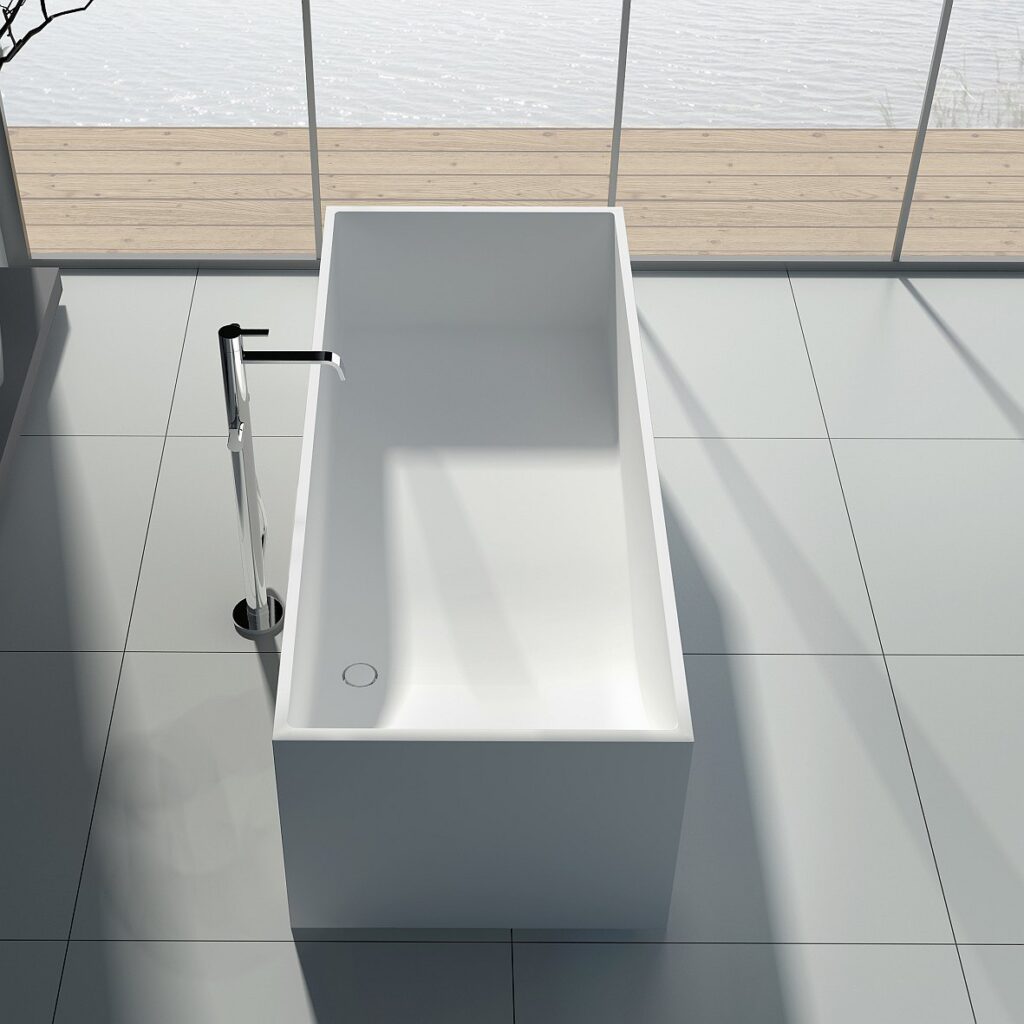 Badewanne freistehend matt GioiaBagno Wanne Denver-170 Mineralguss Weiss matt Steinguss Freistehende Badewanne