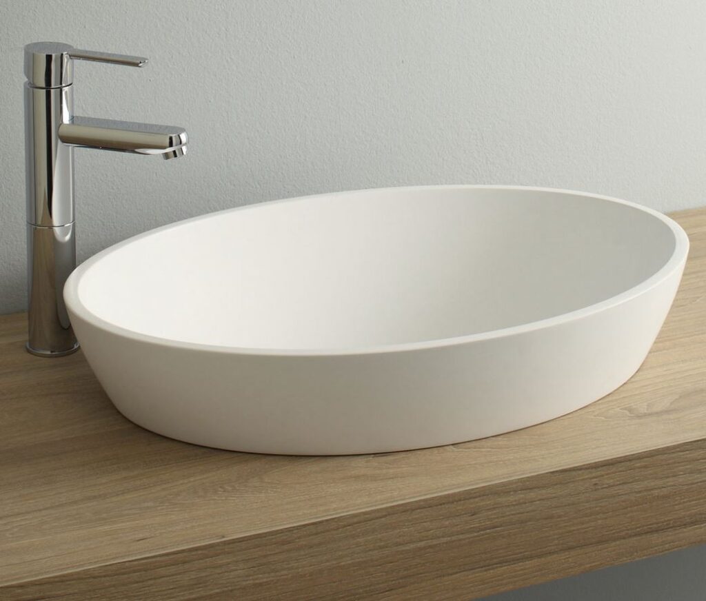 Dukas halbeinbaubecken Mastella Mineralguss Weiss matt