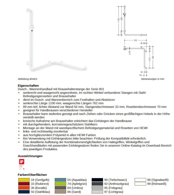 Barrierefrei HEWI Duschreling weiss – Bild 2