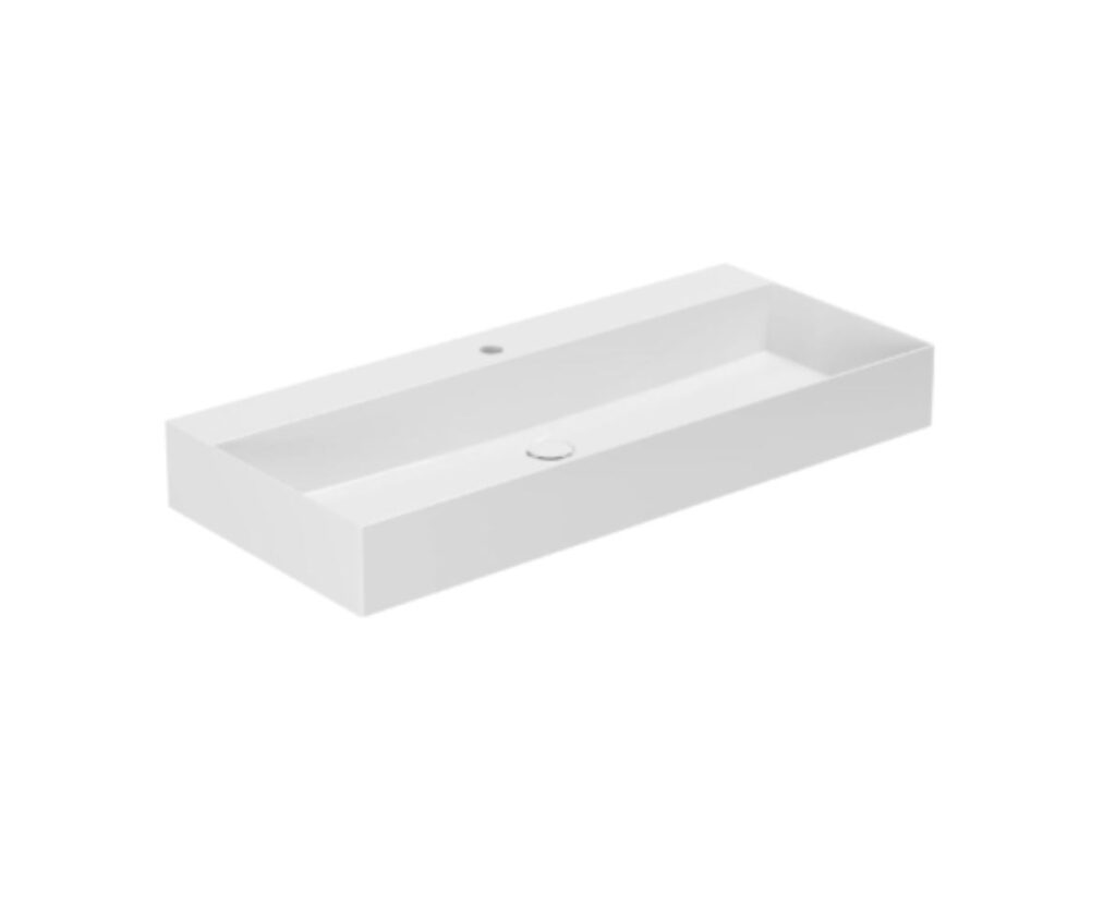 Waschtisch Azzurra Elegance Squared B= 102 cm zwei Hahnlöcher weiss