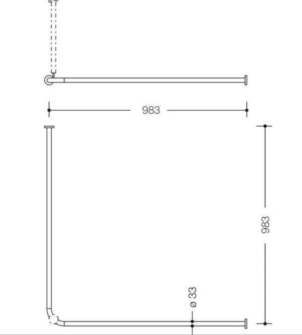 Barrierefrei HEWI Vorhangstange Eck 100x100 Nylon Weiss – Bild 2