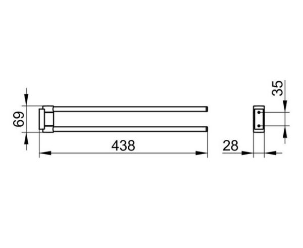 Skizze Handtuchhalter doppelt Keuco Plan A=43.8 cm Edelstahl Bad-Accessoires