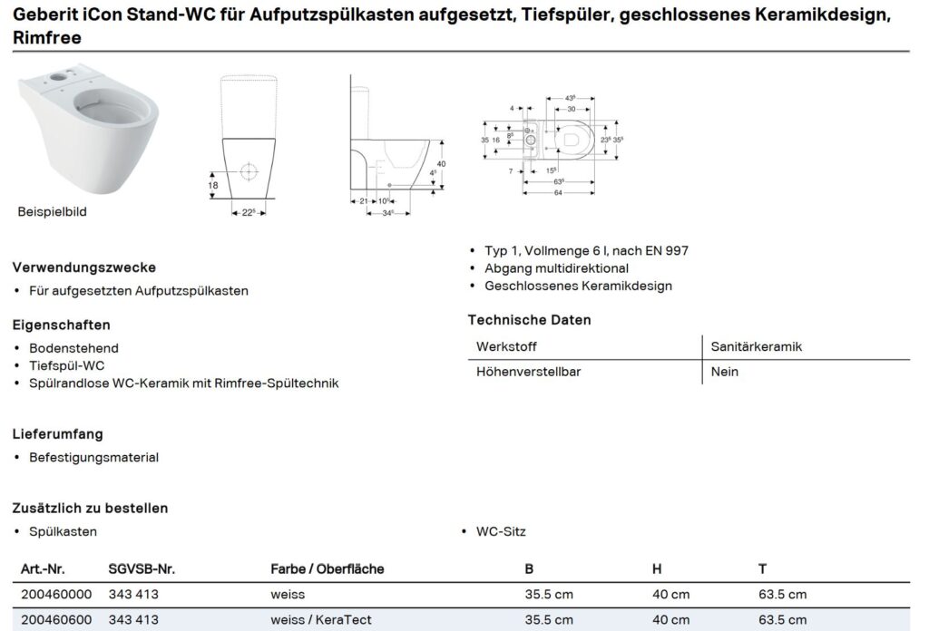 Stand-WC Monobloc Geberit iCON
