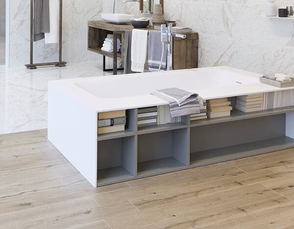 Badewanne KELLY Book Nische L= 175 - 220 cm Freistehende Badewanne Mineralguss Luxusbadewanne