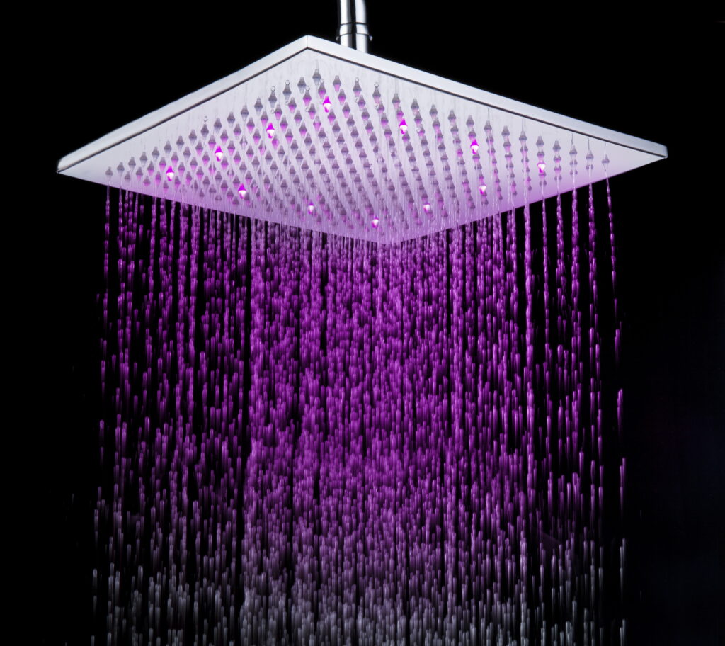 Kopfbrause eckig LED DU Design 40x40 chrom glanz
