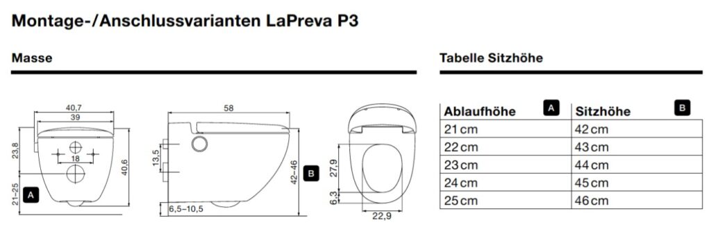 Dusch-WC LAPREVA P3 Dusch-WC