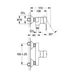 Lineare 3358600 massskizze Duschmischer Grohe