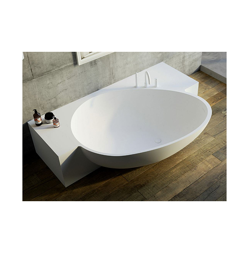 VA10 BAHIA Wand Badewanne freistehend matt Mastella L 170 - 210 cm Mineralguss Corian Steinguss Luxuswanne