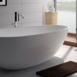 Badewanne Freistehend Matt GioiaBagno Maui-160 Mineralguss Weiss matt Steinguss Freistehende Badewanne
