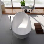 Badewanne Freistehend Matt GioiaBagno Maui-160 Mineralguss Weiss matt Steinguss Freistehende Badewanne