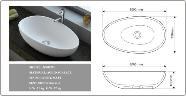 Aufsatzbecken Corian GioiaBagno Becken Maui-60 – Bild 3