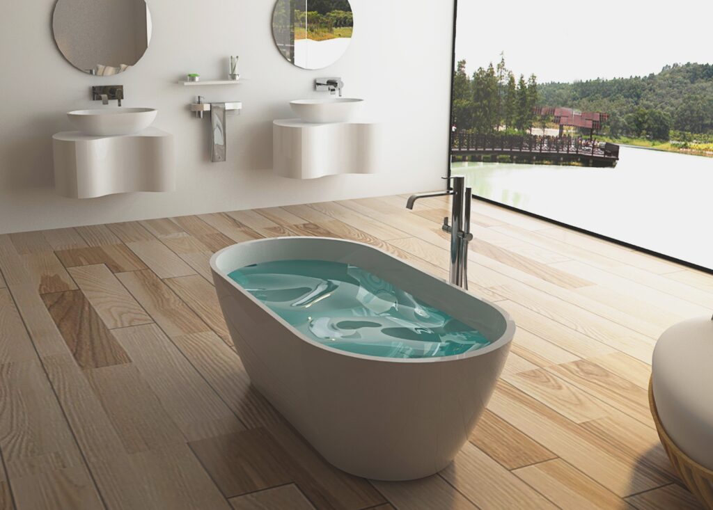 Badewanne freistehend matt GioiaBagno Wanne Naomi-160 Mineralguss Weiss matt Steinguss Freistehende Badewanne