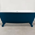 V+A Freistehende Badewanne Steinguss Radford Blau